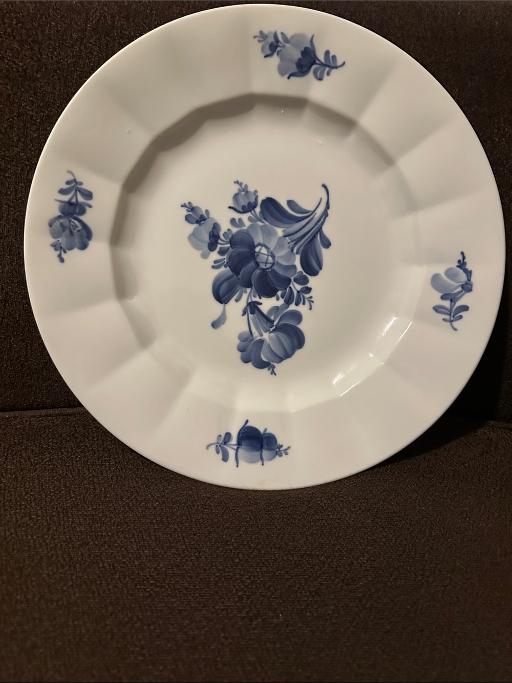 Vintage Rare Find Royal Copenhagen 10” Dinner Plate. Blue Floral Porcelain.